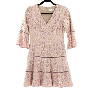 Eliza J Bell Sleeve Lace Dress Womens 4P Blush Coquette Party Event Twee Holiday